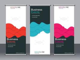 Business banner roll up set standee banner template. vector