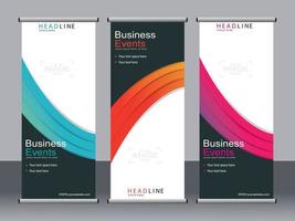 Business banner roll up set standee banner template. vector