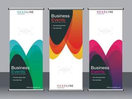 Business banner roll up set standee banner template. vector