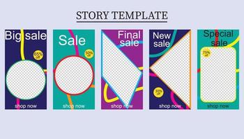 set of five abstract vector banners for social networks stories.