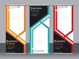 Business banner roll up set standee banner template. vector