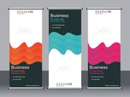 Business banner roll up set standee banner template. vector