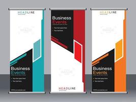 Business banner roll up set standee banner template. vector