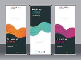 Business banner roll up set standee banner template. vector