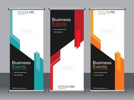 Business banner roll up set standee banner template. vector