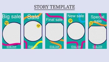 set of five abstract vector banners for social networks stories.