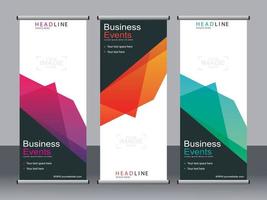 Business banner roll up set standee banner template. vector