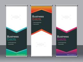 Business banner roll up set standee banner template. vector