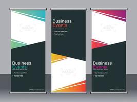 Business banner roll up set standee banner template. vector