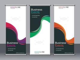 Business banner roll up set standee banner template. vector