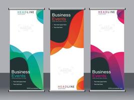 Business banner roll up set standee banner template. vector