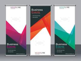 Business banner roll up set standee banner template. vector