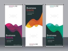 Business banner roll up set standee banner template. vector