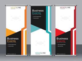 Business banner roll up set standee banner template. vector