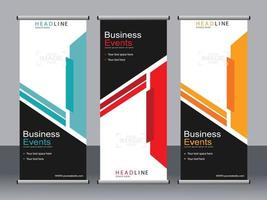 Business banner roll up set standee banner template. vector