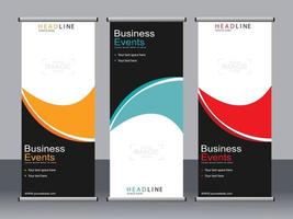 Business banner roll up set standee banner template. vector