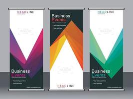 Business banner roll up set standee banner template. vector