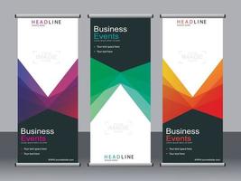 Business banner roll up set standee banner template. vector