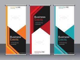 Business banner roll up set standee banner template. vector