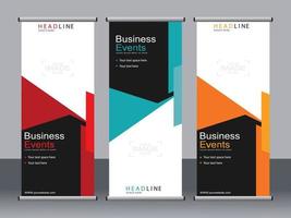 Business banner roll up set standee banner template. vector