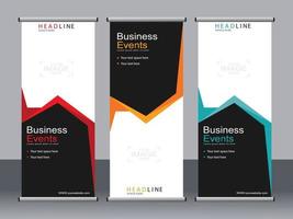 Business banner roll up set standee banner template. vector