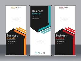 Business banner roll up set standee banner template. vector