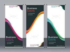 Business banner roll up set standee banner template. vector