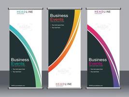 Business banner roll up set standee banner template. vector