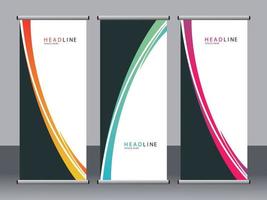 Business banner roll up set standee banner template. vector