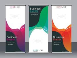 Business banner roll up set standee banner template. vector