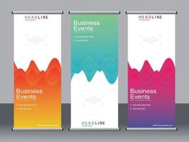 Business banner roll up set standee banner template. vector