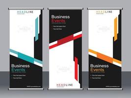 Business banner roll up set standee banner template. vector