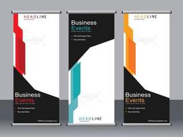 Business banner roll up set standee banner template. vector