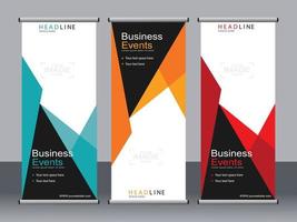 Business banner roll up set standee banner template. vector