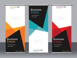 Business banner roll up set standee banner template. vector