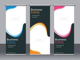 Business banner roll up set standee banner template. vector