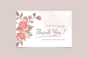 Hand Drawing Wedding Thank Card Floral Design vector