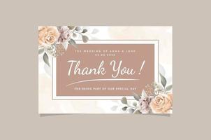 Hand Drawing Wedding Thank Card Floral Design vector