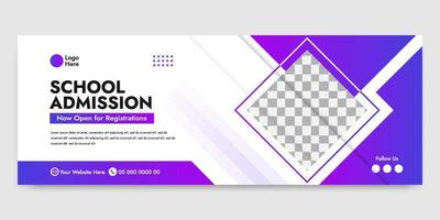 plantilla de banner de admisión escolar vector