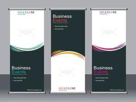 Business banner roll up set standee banner template. vector