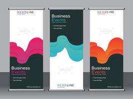 Business banner roll up set standee banner template. vector