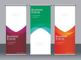 Business banner roll up set standee banner template. vector