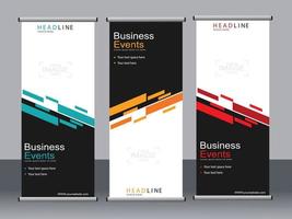 Business banner roll up set standee banner template. vector