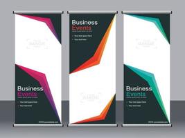 Business banner roll up set standee banner template. vector