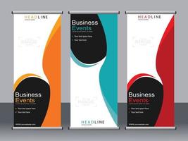 Business banner roll up set standee banner template. vector