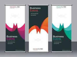 Business banner roll up set standee banner template. vector