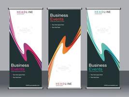 Business banner roll up set standee banner template. vector