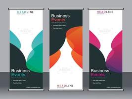 Business banner roll up set standee banner template. vector