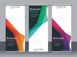 Business banner roll up set standee banner template. vector