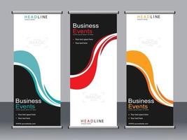 Business banner roll up set standee banner template. vector